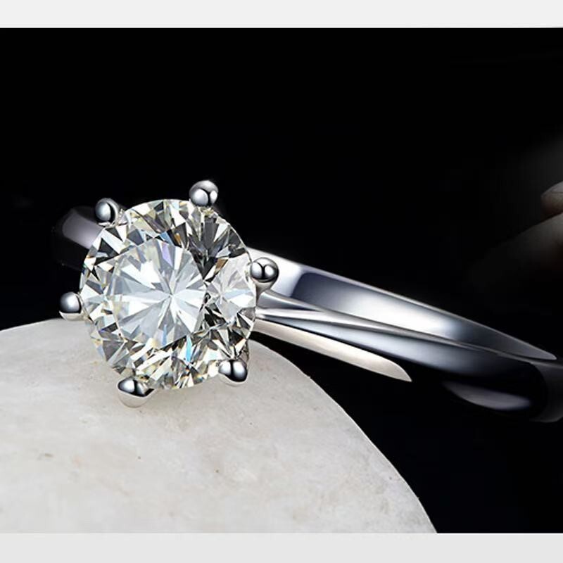 Fashion Classic Women 925 Silver Plated Round CZ Band Ring Wedding Engagement