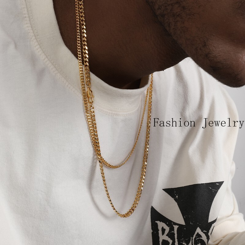 10K Solid Yellow Gold 3-5mm Curb Link Chain Necklace