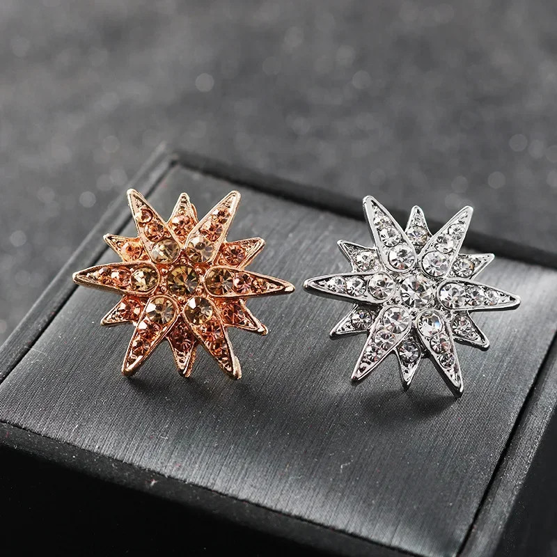 Luxury Cubic Zirconia Star Brooch for Men Lapel Pin Suit Shirt Gift Badge