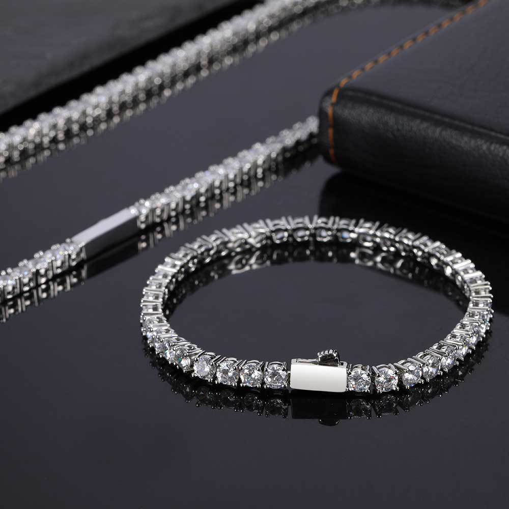 3/4/5MM Premium Iced Out 5A CZ Tennis Necklace bracelet VVS1 Clarity