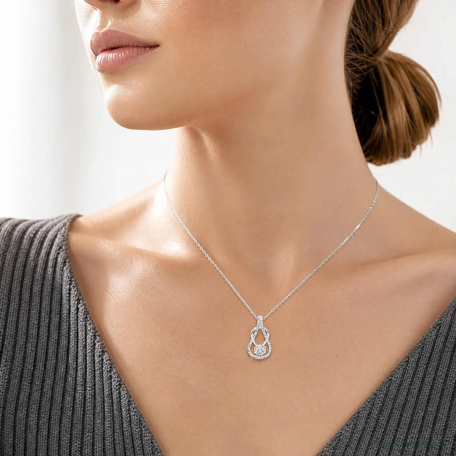 Sterling Silver CZ & Teardrop Pendant