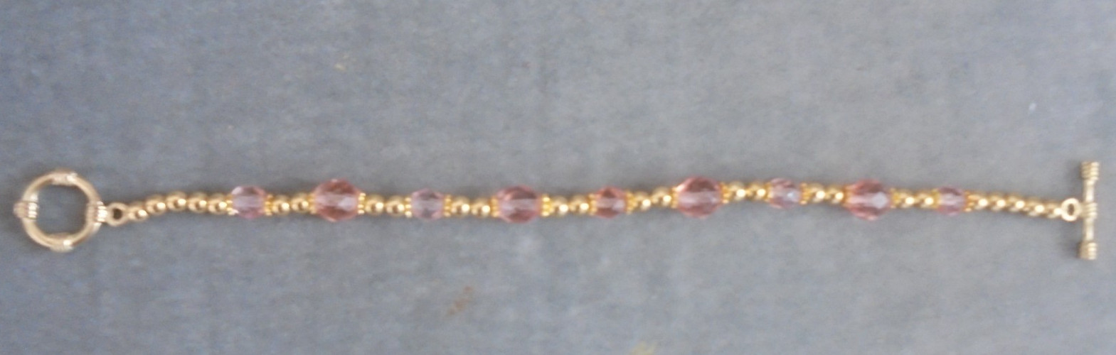 Bracelet made with Gold Plated beads Czech Crystals and Gold Plated Toggle