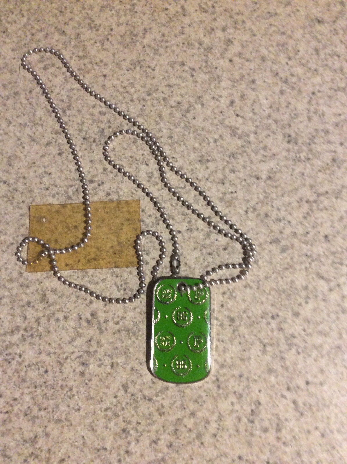 Victorias Secret Pink Green Limited Edition Dog Tag Necklace