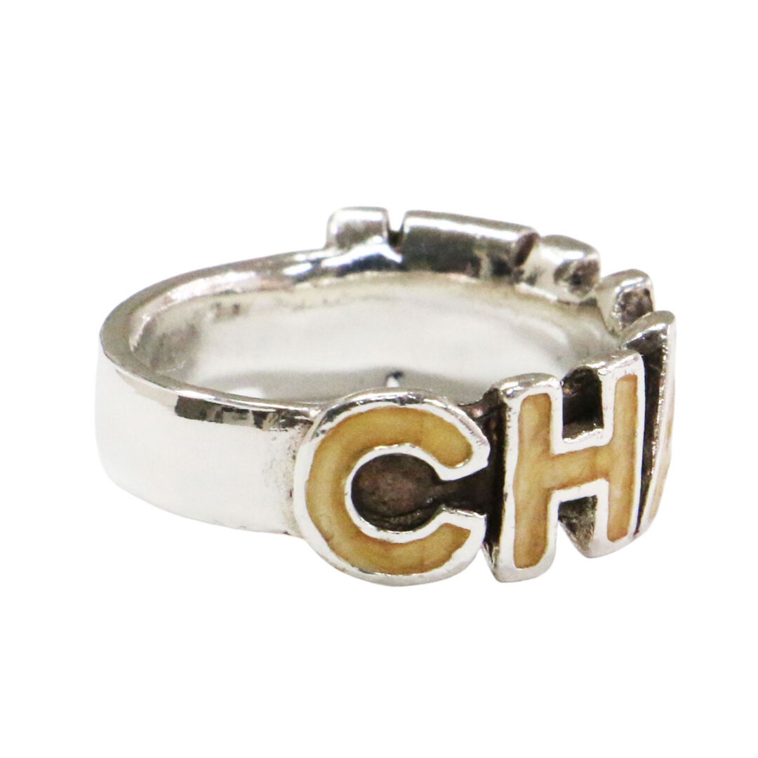 CHANEL Ring Size:12 Logo Metal Vintage 00t Engraved Silver Accessory Used BEEG-0