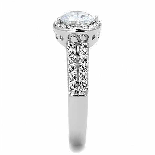 TK3021 – High polished (no plating) Stainless Steel Ring with AAA Grade CZ in