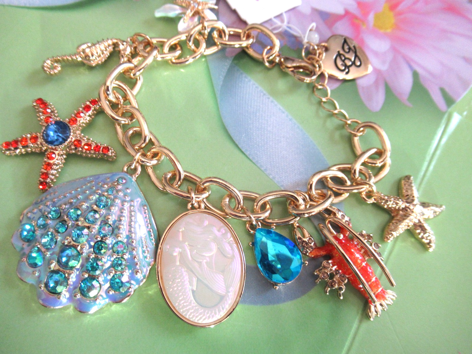 Betsey Johnson Authentic Charm Sea Bracelet lobster shell starfish Beach NWT