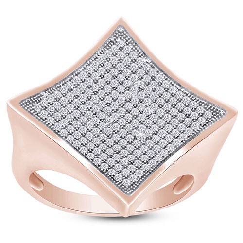 0.53 CT MEN’S WEDDING RING 14K Rose Gold Plated Sterling
