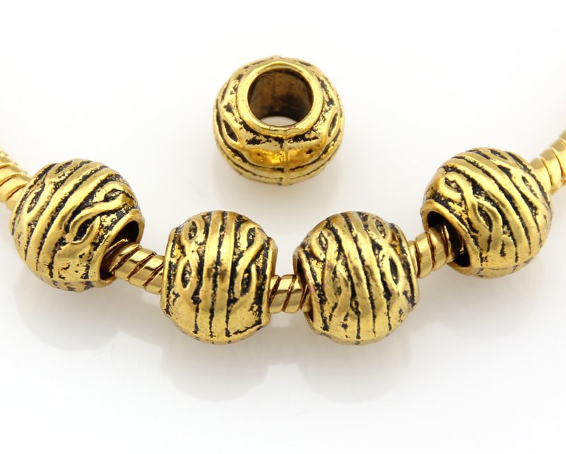 Wholesale Antique Gold Plated Mix Beads Fit Charm Bracelet Choose Quantity JH04