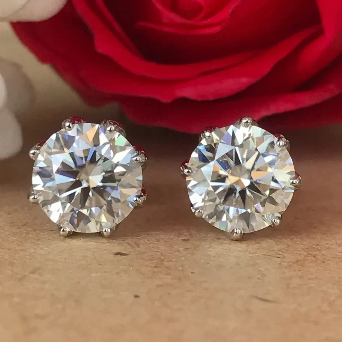 RARE 12.00 Ct Certified Round Diamond Earrings-Great luster-Free Tariffs.