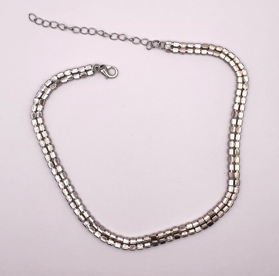 Child’s Minimalist Clear Rhinestone Silver Tone Small Neck Choker Necklace 36 cm