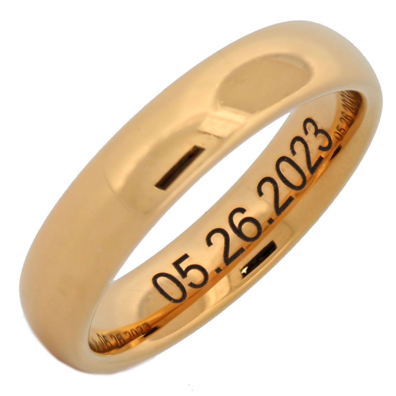 Custom Engraved Gold Plated Tungsten Carbide Classic Half Dome Wedding Band