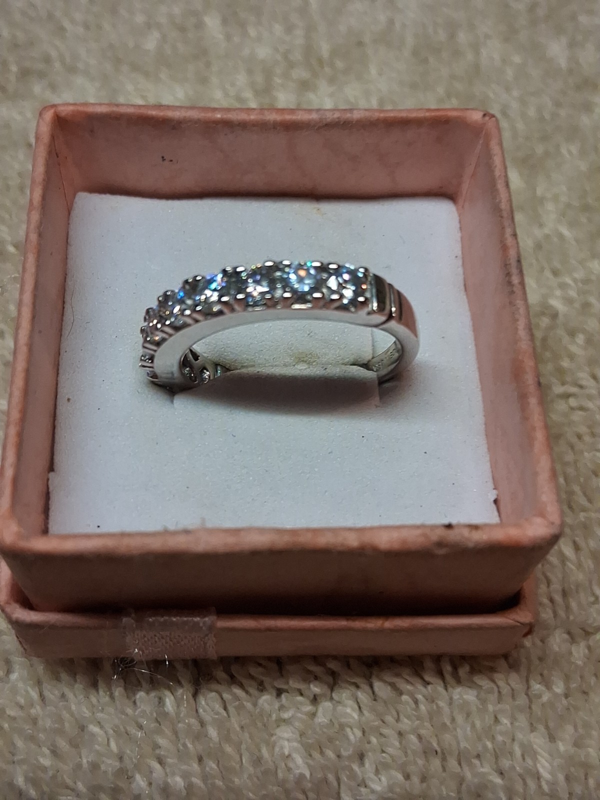 Size 6.0 Rhodium Over Sterling Arthritis Band Ring In Moissanite 1.00 TCW (1085)