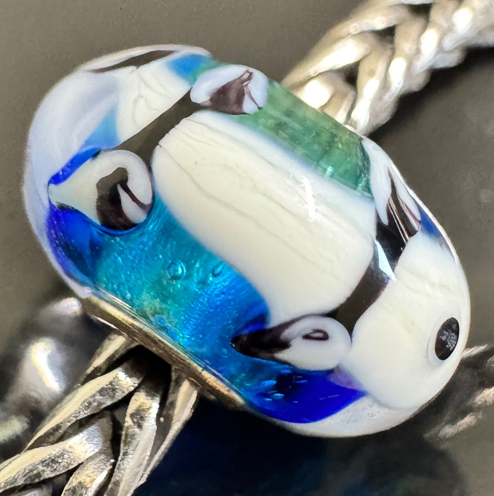 NEW💕 Trollbeads UNIQUES Critters Beautiful BLUE BASE Koi Fish