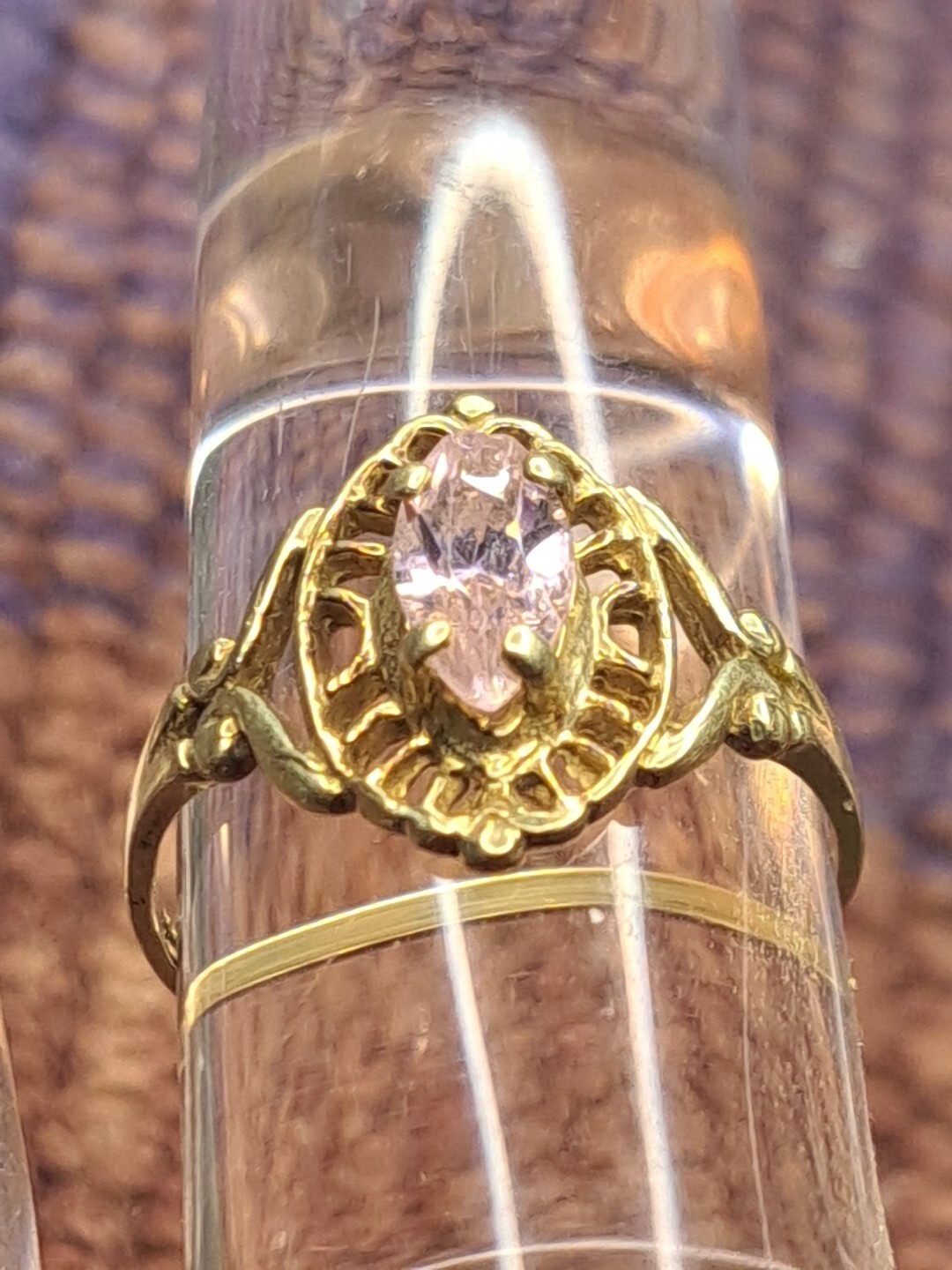 Ring 1 Carat Pink Gemstone Ring in 10K Solid Yellow Gold Size 6.5 11-14