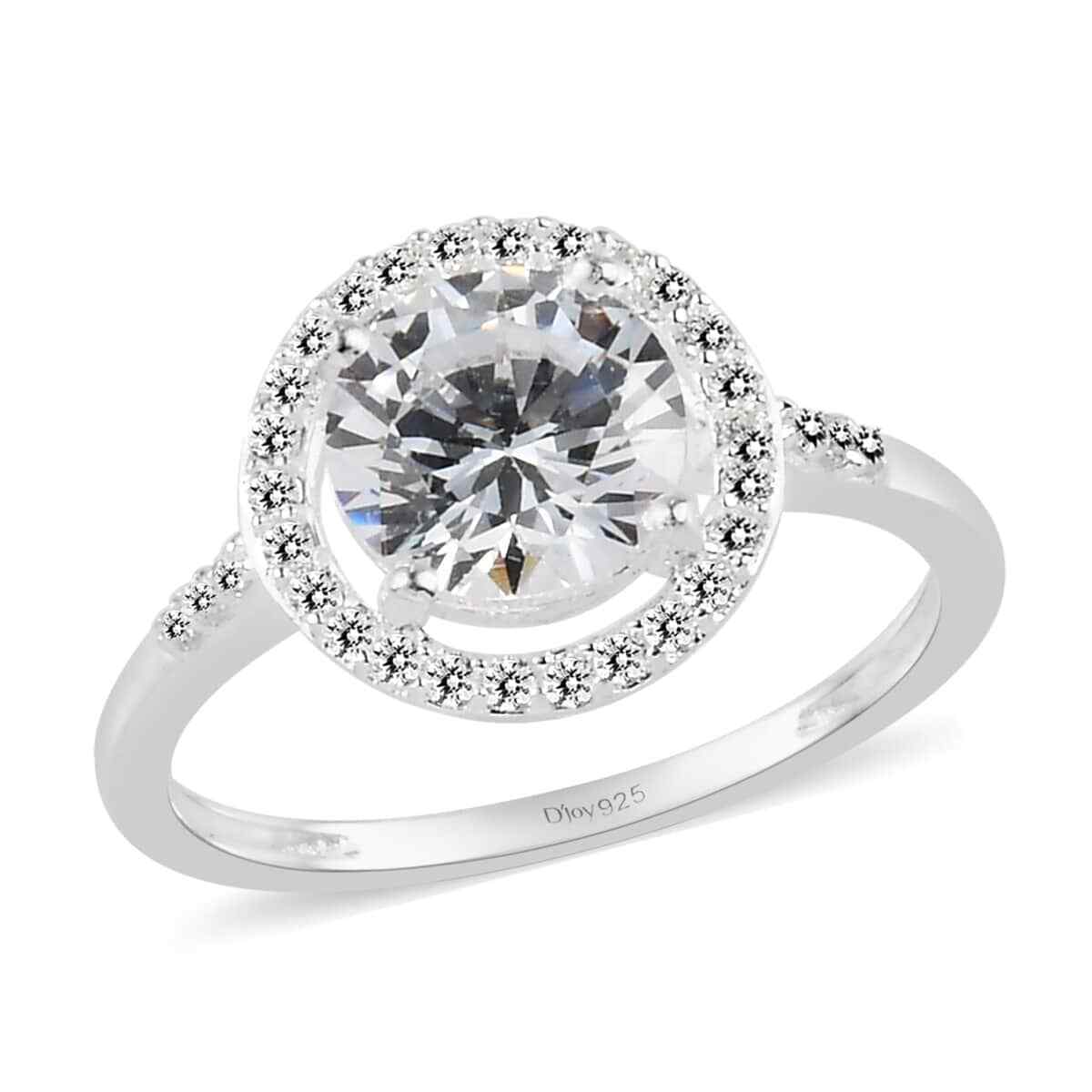 STUNNING 2.60ctw White Cubic Zirconia Halo Ring Sterling Silver Size 9