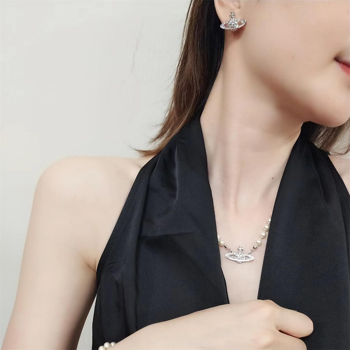 Saturn Earrings Saturn Planet Earrings Cubic Zirconia Saturn Planet Jewelry G…