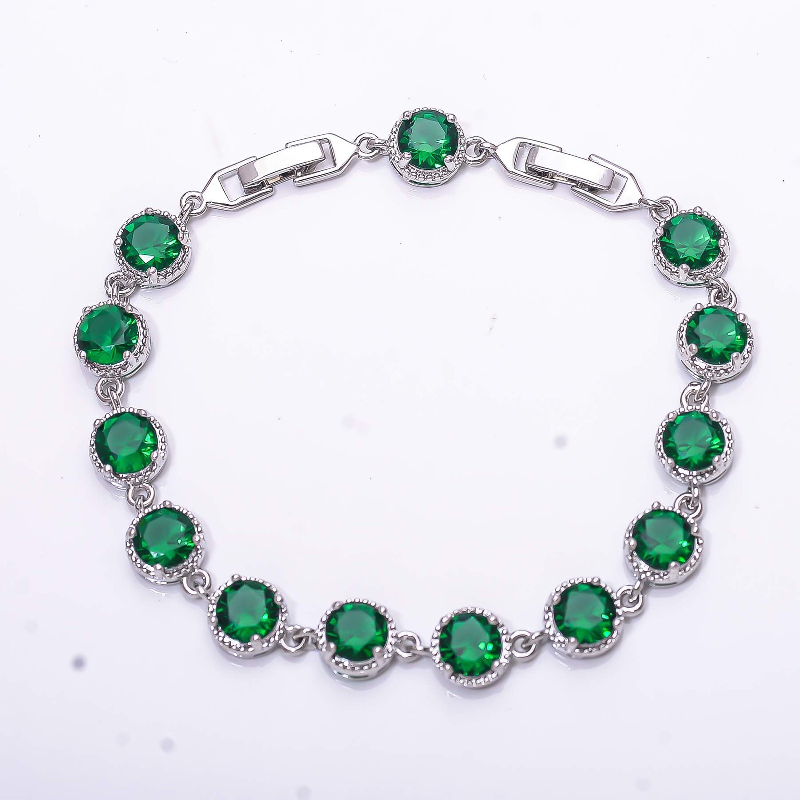Tsavorite Gemstone 925 Sterling Silver Tennis Bracelet 7.99″ B85, Gift for her