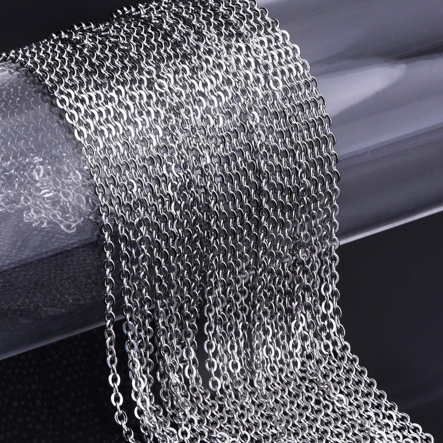 33 Feet Necklace Chains Stainless Steel DIY Chain Necklaces with 20 Lobster Cla