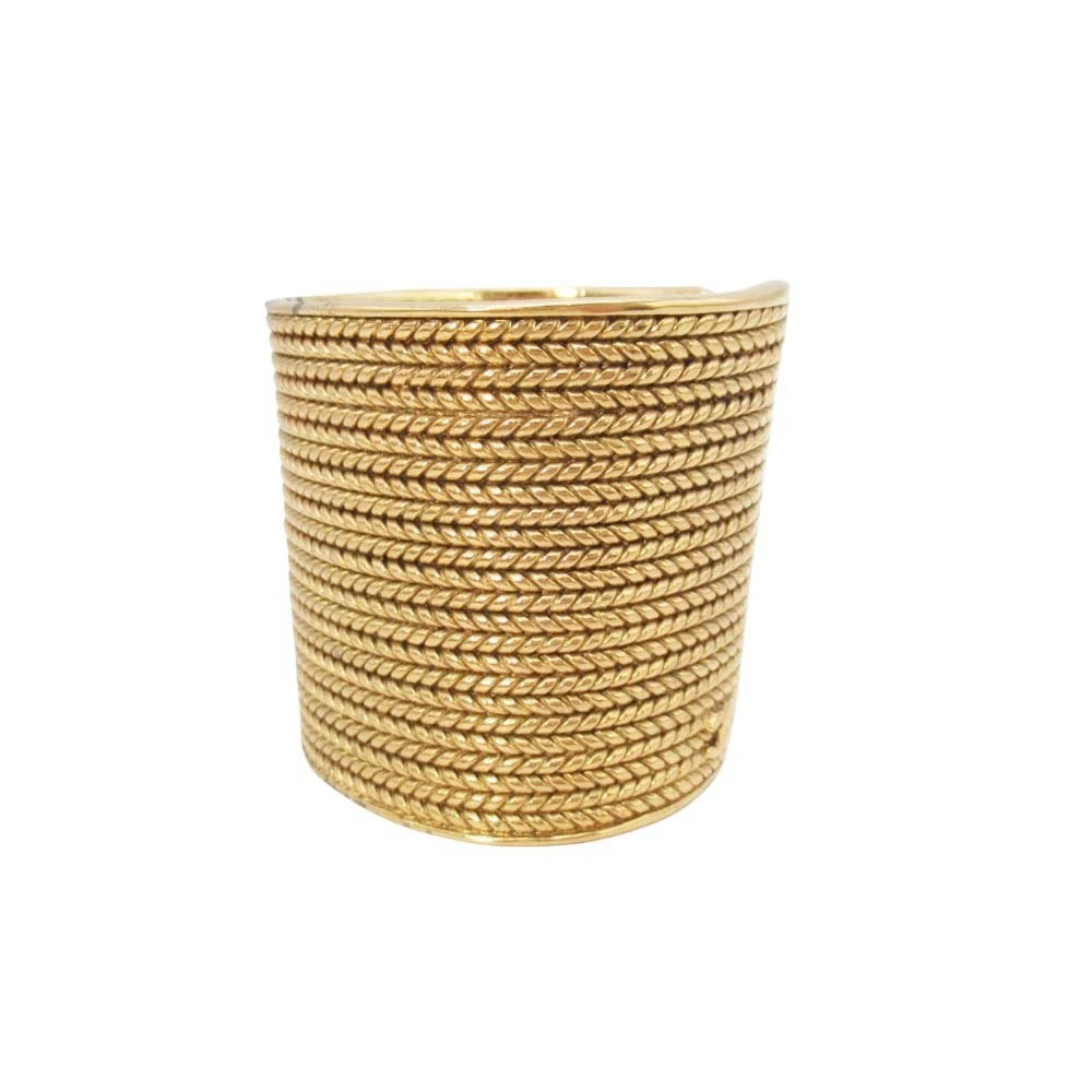 CHANEL Wide Open Bangle Coco Mark Bracelet Gold Wrist Circumference 19.5cm
