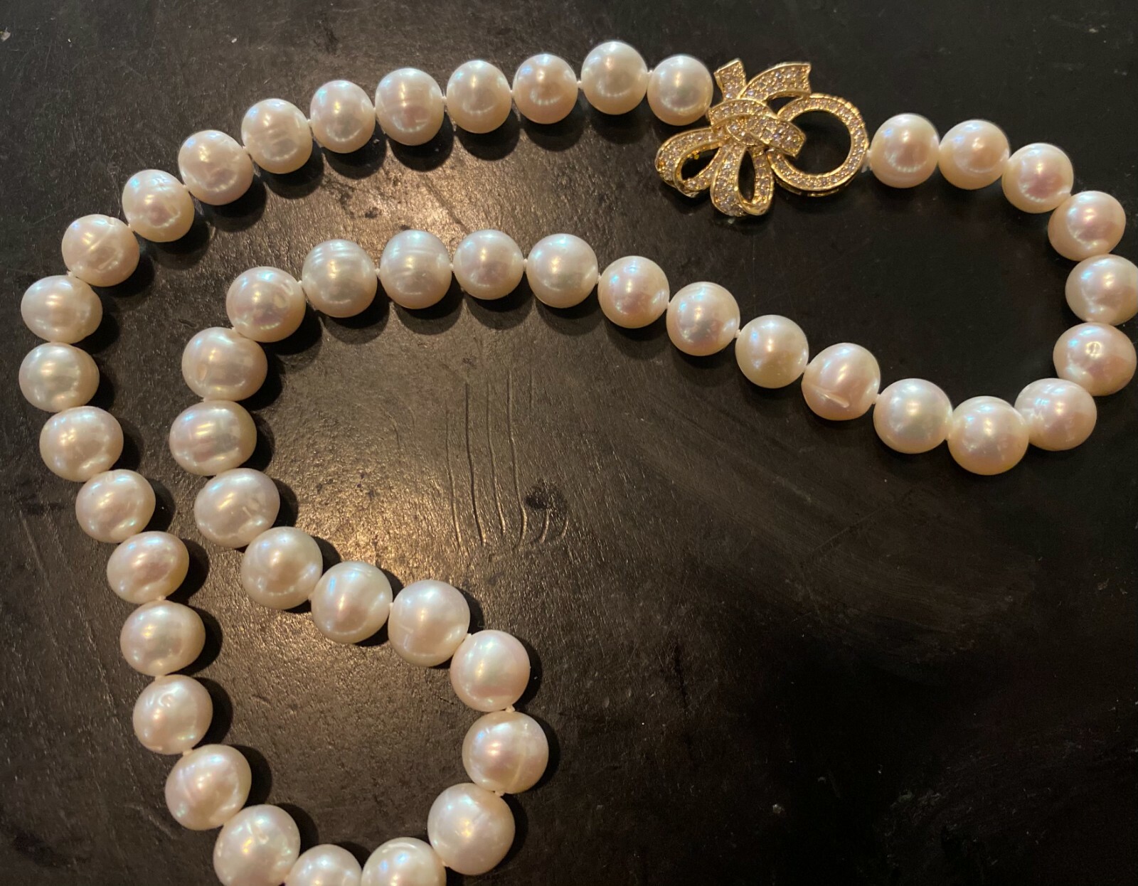 Baroque 18 inches long 10-11 mm White Pearl Necklace with Ornament