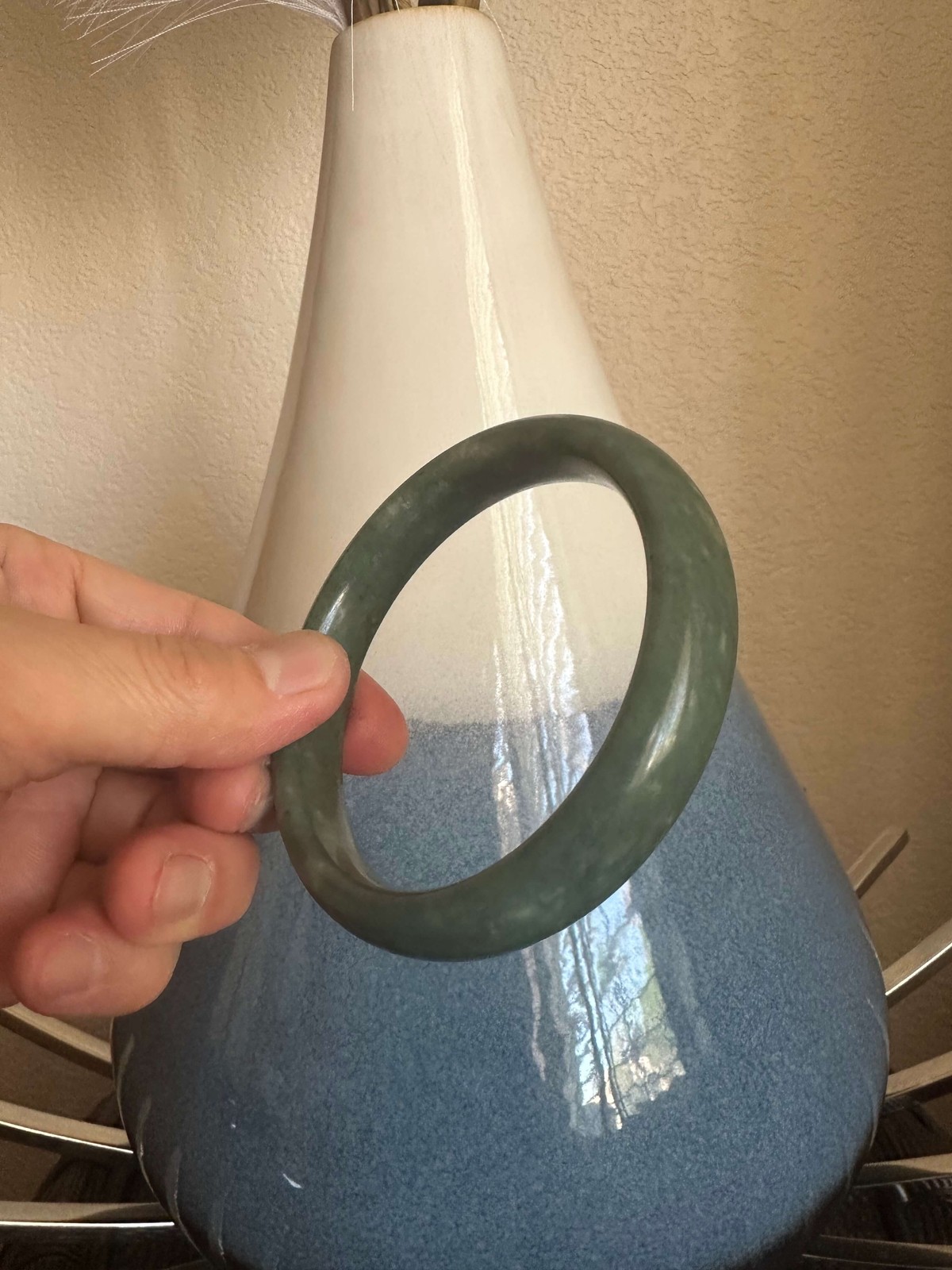 Gorgeous Dark Green Real Jade Bracelet Bangle Wealth Good Fortune Good Luck 65mm