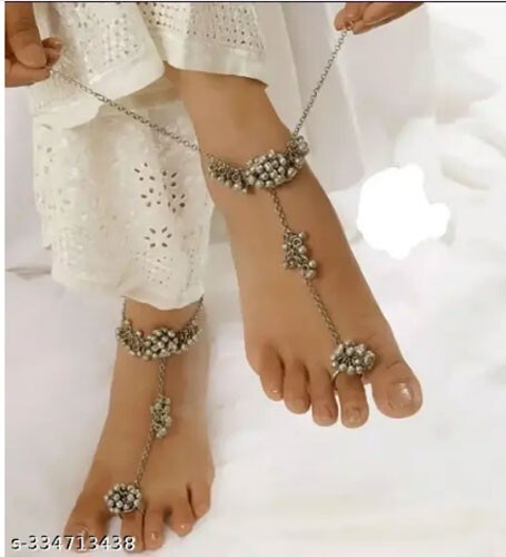Bollywood Indian Boho Belly Vintage Style Silver Tone Foot Chain Anklet Jewelery