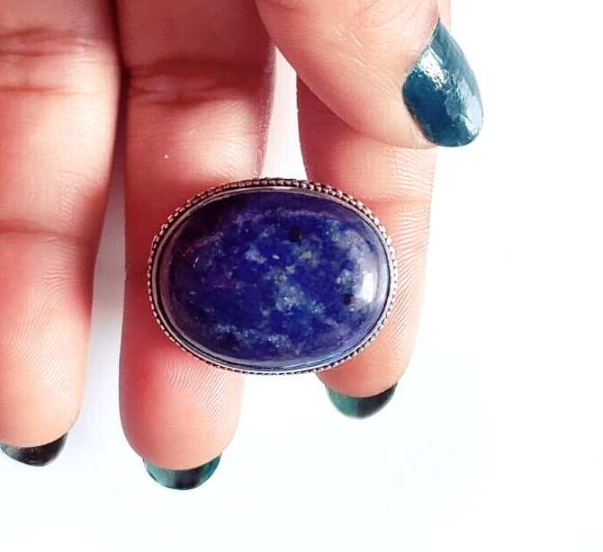 Lapis Lazuli Natural Gemstone Handmade 925 Sterling Silver Ethnic Jewelry Ring
