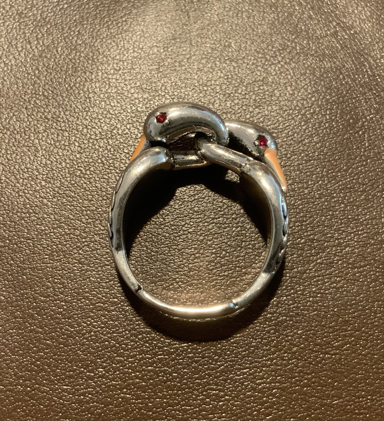Silver Swan Ring Bird Love Boho VTG CZ Sz 8 Artisanal Museum Art Animal Retro