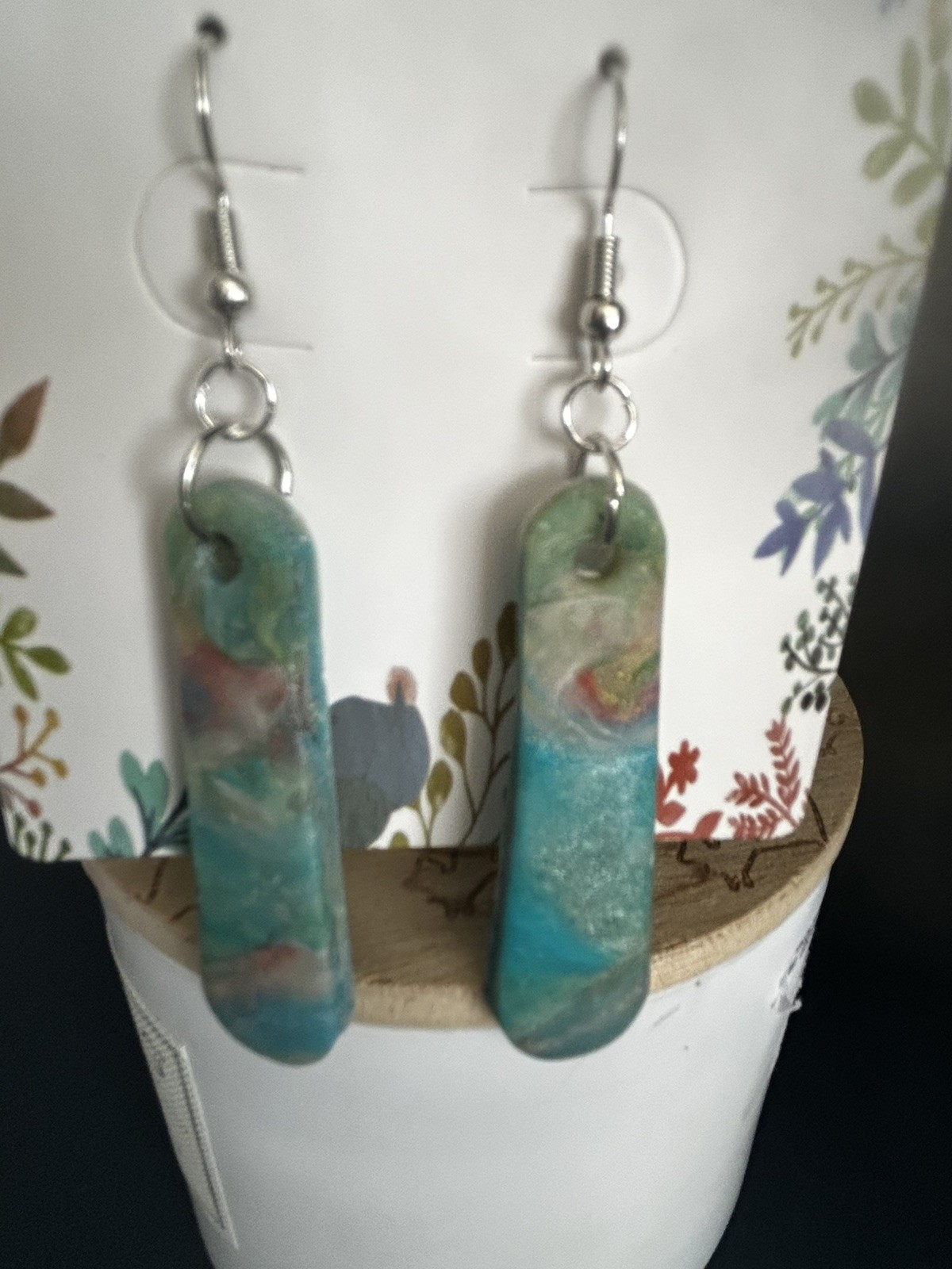 Hand Made Clay Earrings Dangle Drop