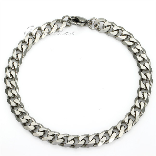 3-11MM 7-11″ Silver Stainless Steel Curb Cuban Chain Bracelet Hand Wrist Jewelry
