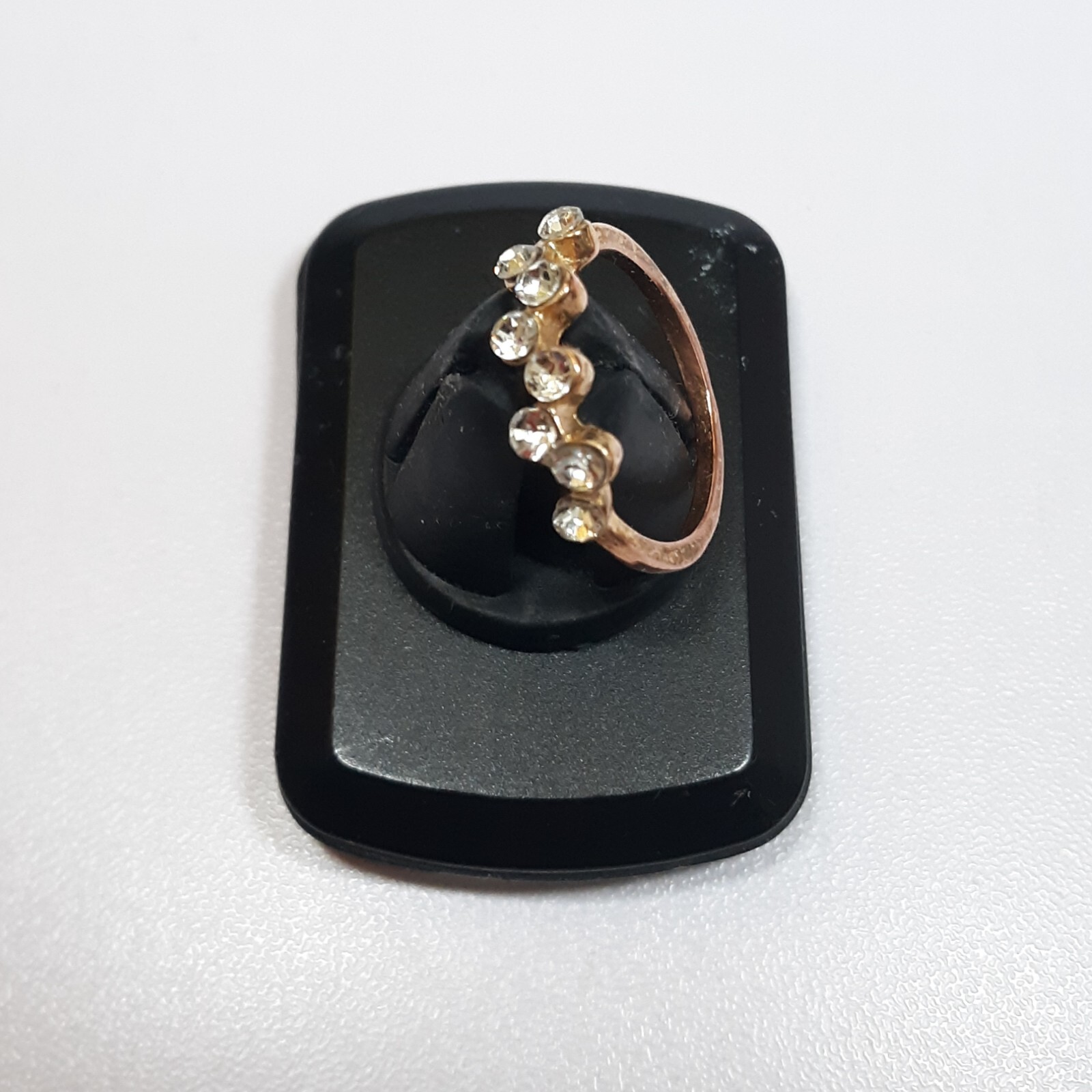 Copper 1.5mm Flat Edge Band Size 7 Women 8 Ct Clear Crystal Offset Cluster Ring