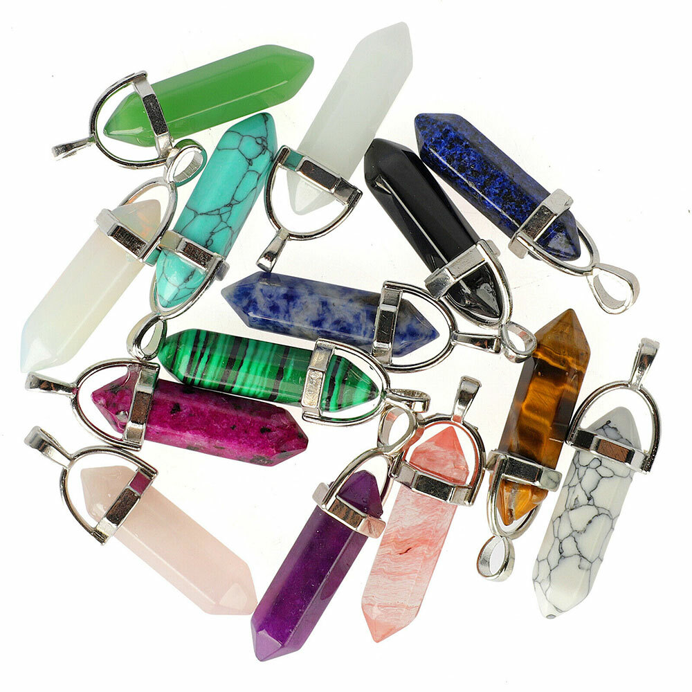 Wholesale! Chakra 16/32/48PC Quartz Crystal Point Stone Necklace Pendant