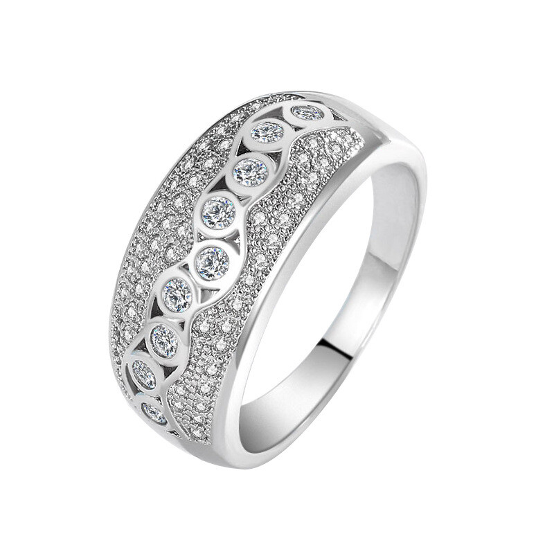 9.8mm Width AAA Cz Band 925 Silver Women’s Engagement Anniversary Ring Size 5-10
