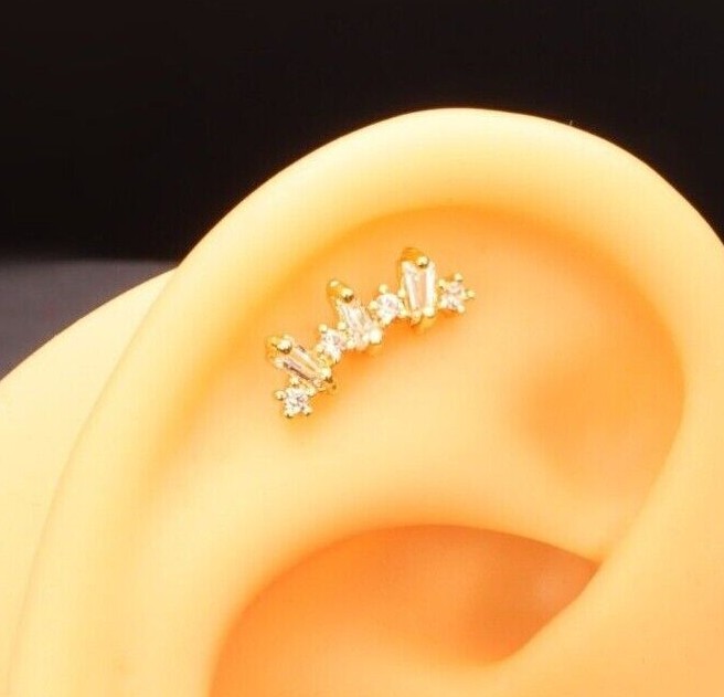 Beautiful Gold Silver Rose Cartilage Helix Conch Earrings Surgical steel B2