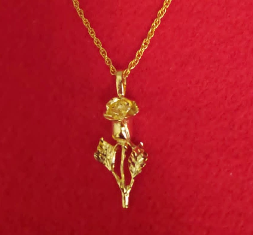 14KT GOLD PLATED FLOWER CHARM PENDANT WITH 20″ ROPE CHAIN NECKLACE- 2227