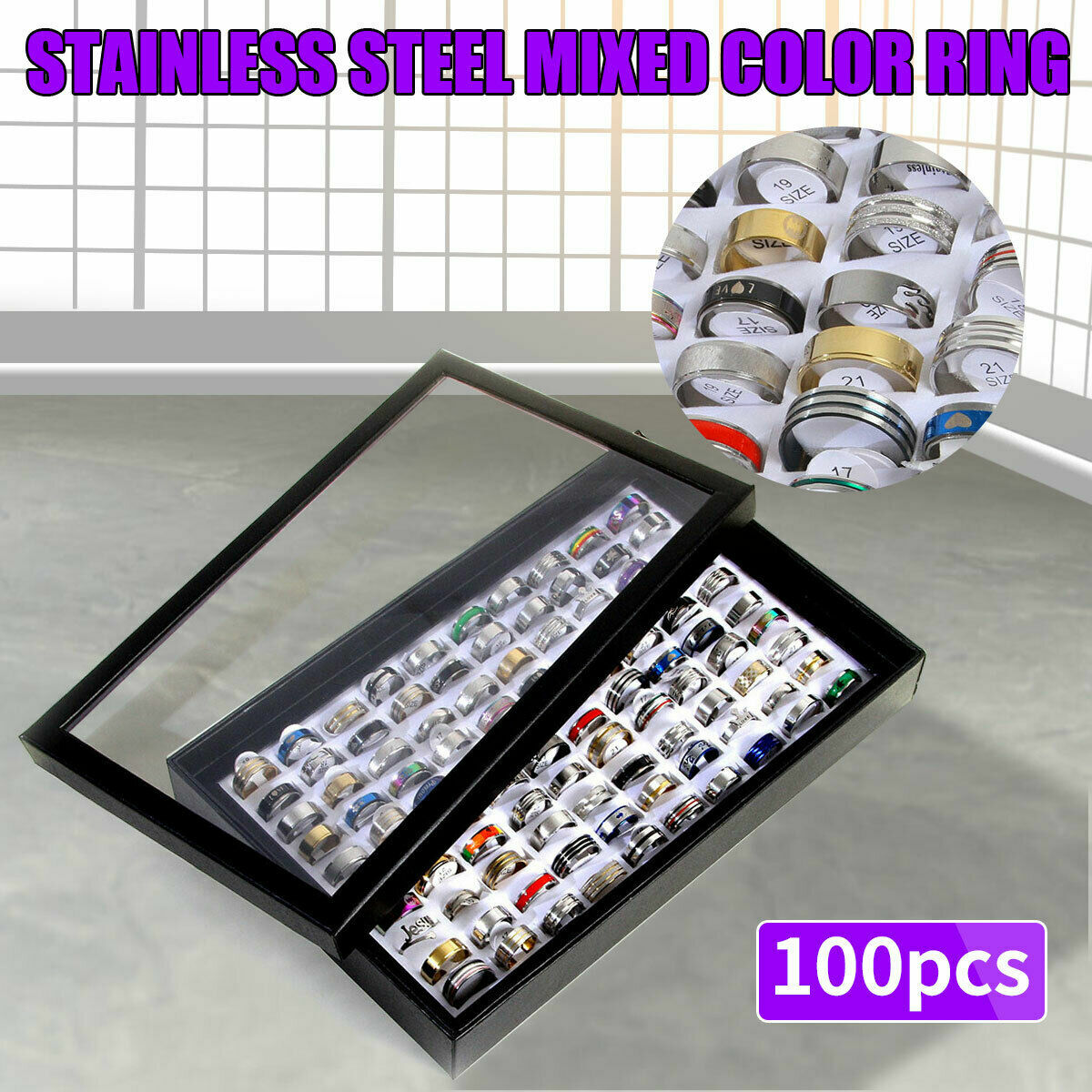 100pcs MIX LOT Stainless Steel rings Wholesale Men Women Fashion Jewelry lot US