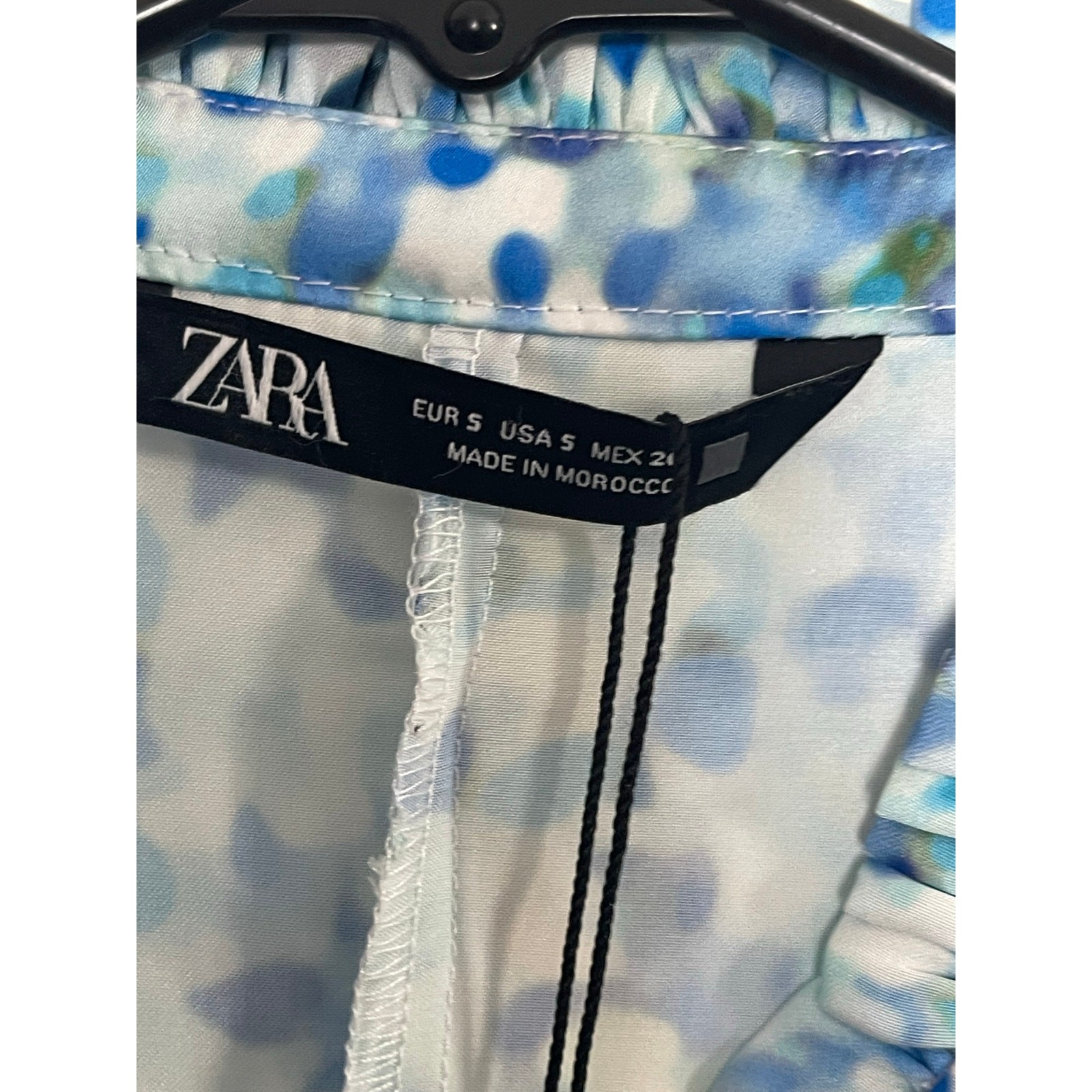 Zara Women Blue Geo Print top Size Small NWT