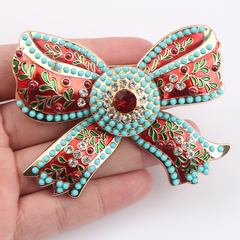 women fashion colorful bow brooch luxury rhinestone accessories pins jewelry