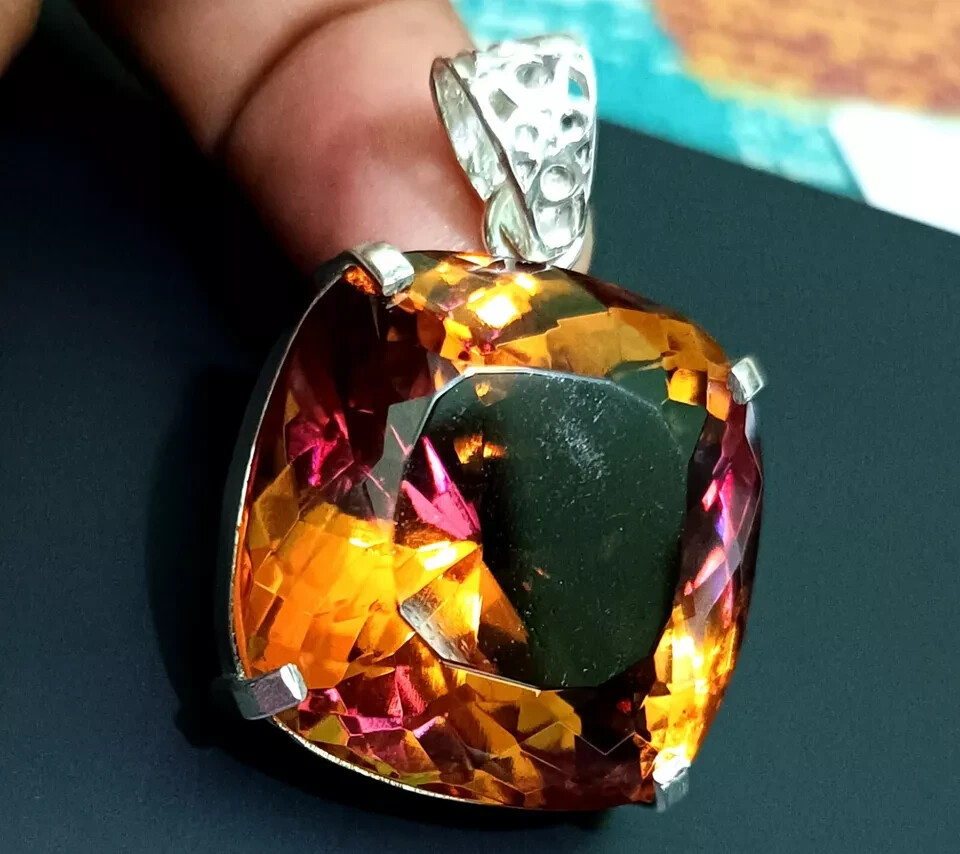 100.70 Ct Natural Zultanite 7 Color Pendant 925 Silver Loose Certified Gemstone