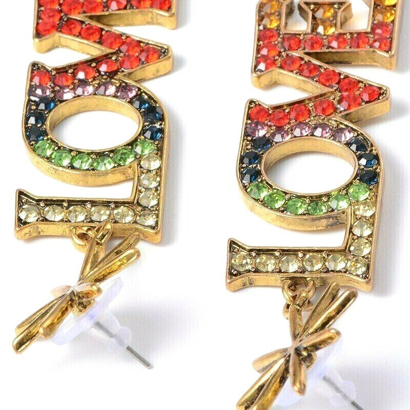 Kpop BTS Singularity V Kim Taehyung Crystal Loved Letter Earrings Inspired