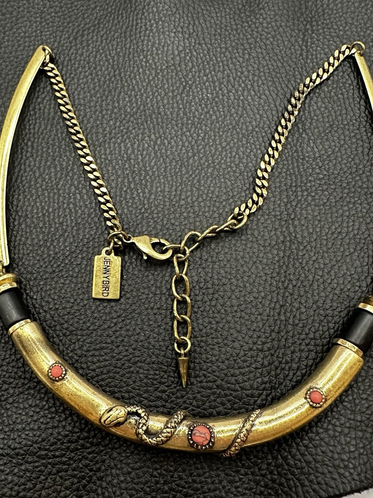 Jenny Bird Gold Tone Necklace With Snake Design Center Piece