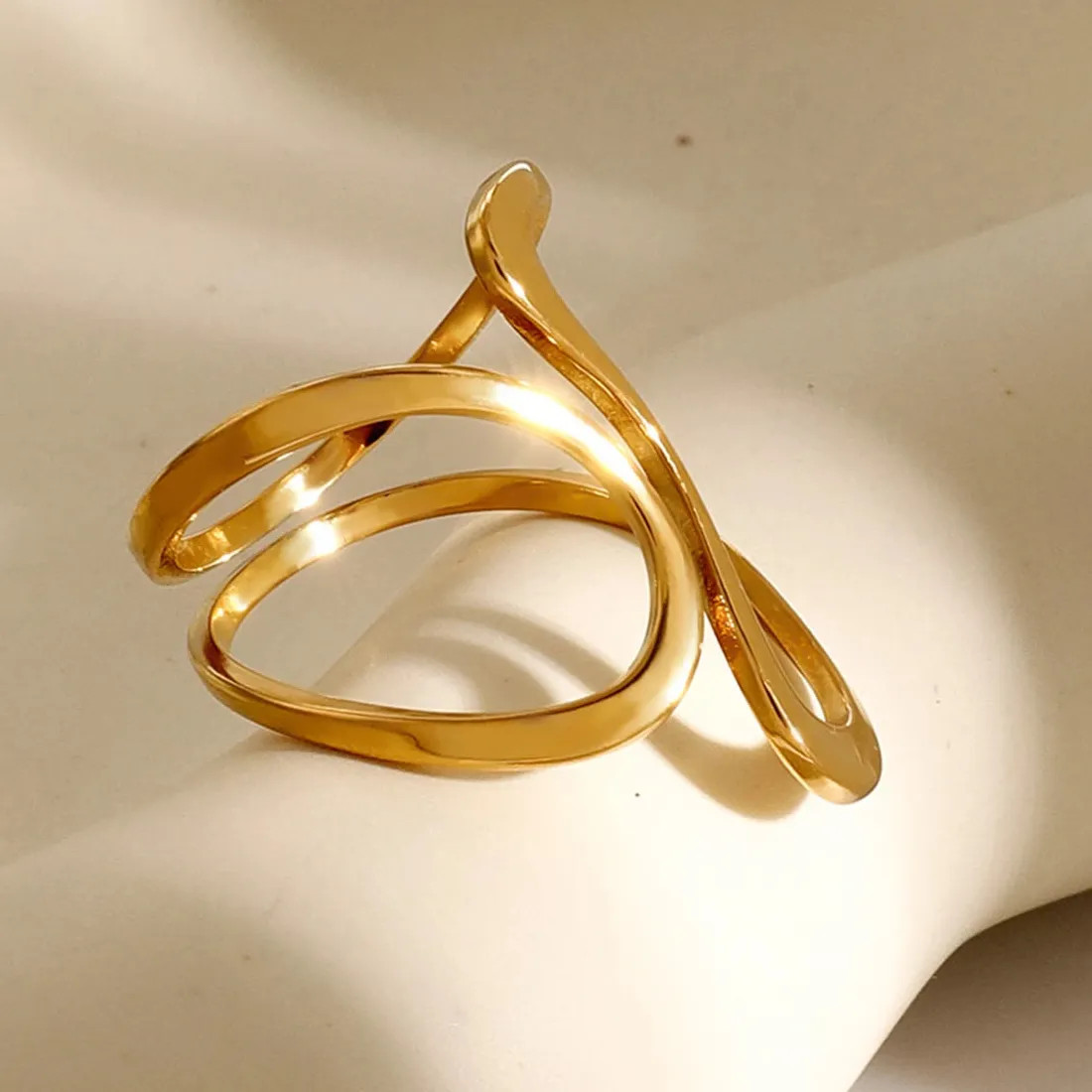 Gold Color Stainless Steel Geometric Mood Tracking Ring Women’s Jewelry