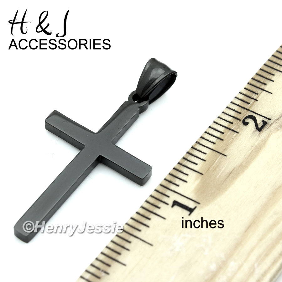 20″MEN Stainless Steel 2.5mm Black Plated Box Link Chain Plain Cross Pendant*P29