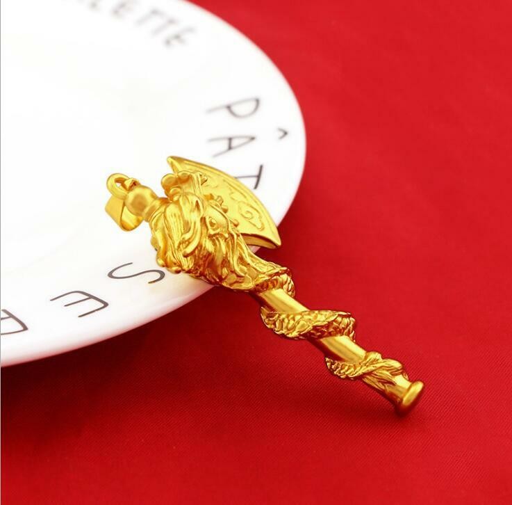 Axe Dragon 22K 24K Thai Baht Yellow Gold GP Filled Necklace 30g