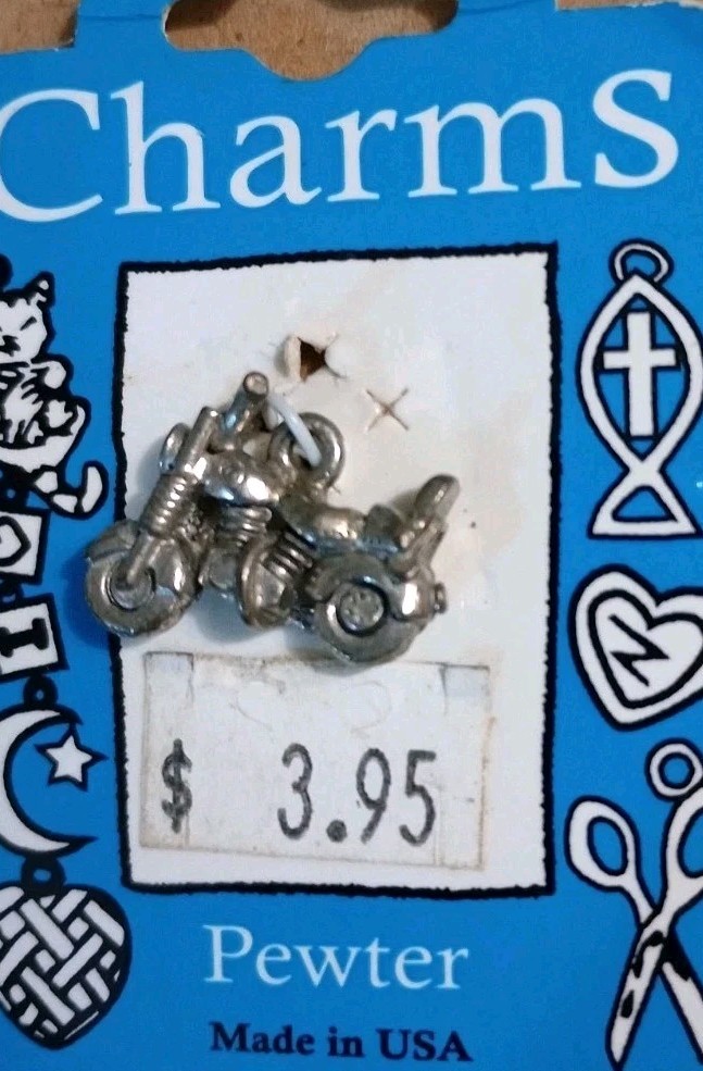 Silver Pewter Motorcycle Charm Pendant NEW Made In USA