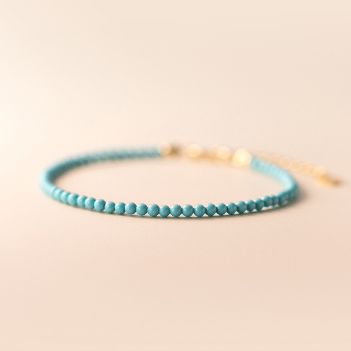 Minimalist Natural 2mm Turquoise Stone Bracelet Blue Gemstone Dainty Bracelet