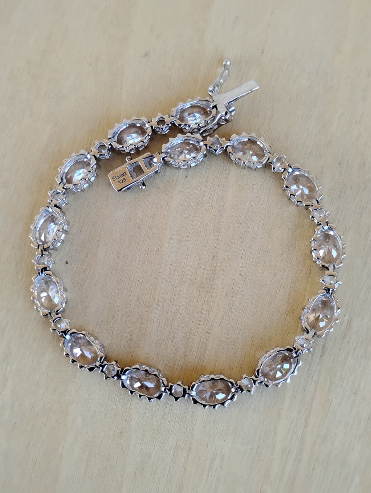 New Stauer “DiamondAura” Oval & Round CZ Brilliant Bracelet, Sterling, 7.5″ Fit