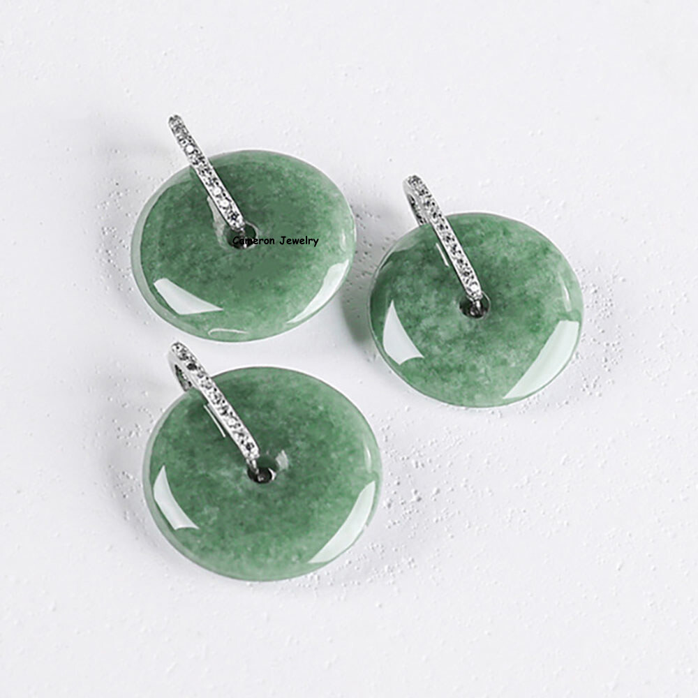 Real Grade A Natural Green Jade Jadeite Men Women Lucky Circle Peace Pendant