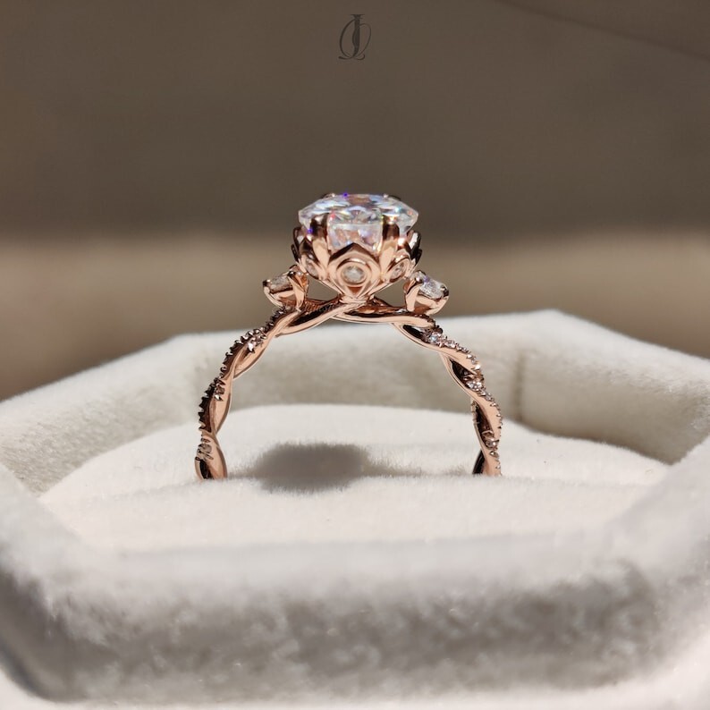 Gold Moissanite Engagement Ring Handmade Ring For Her Womens Ring Bridal Ring