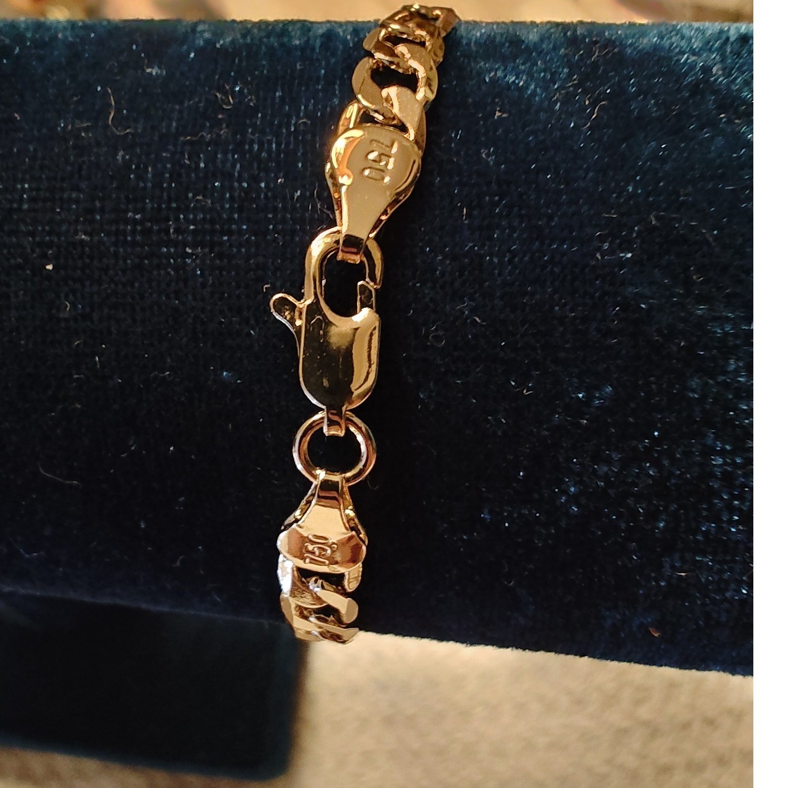 Bracelet Gold Virgin of Guadalupe 18K Plated Figaro Link Italy 750 Enamel